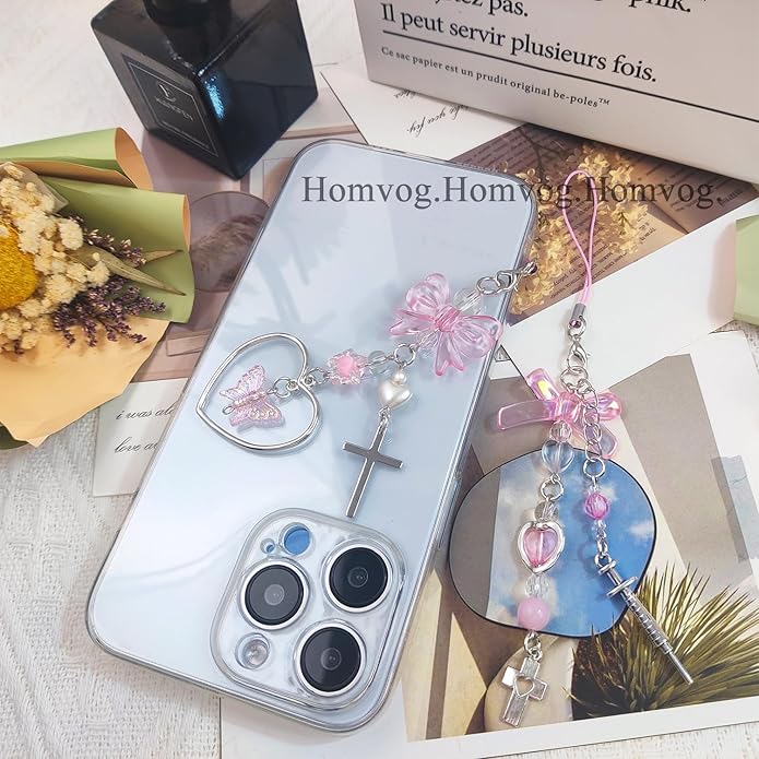 1-4PCS Cute Phone Charms Aesthetic Y2K Cell Phone Charms Strap Pink Strawberry Butterfly Star PhoneCharm Y2K Accessories for Bag Keychain Airpods Camera Pendants Decor