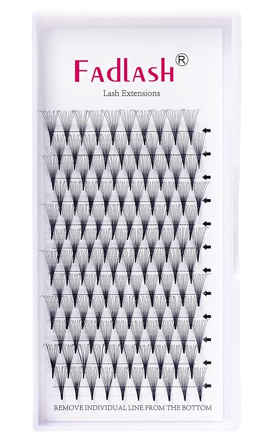 FADLASH Volume Lash Extensions 0.07 D Curl 10D Premade Fans Eyelash Extensions 14mm Premade Lash Fans Pointed Base Middle Stem Premade Lash Extensions Russian Volume Lashes (10D-0.07D, 14mm)