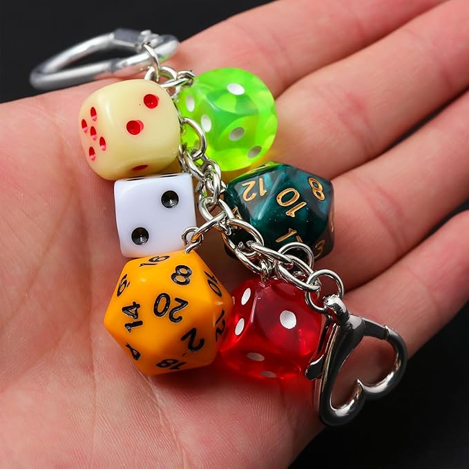 Lucky Dice Cherry Magic 8 Ball Keychain Billiard Ball Star Cherry Bags Charms Cute Y2k Keychain for Women Men