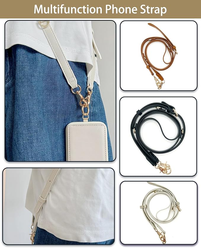 Phone Lanyard Crossbody with Hanging Loops, Clip and Go Strap for Phone with Zipper Wallet, Adjustable Elastic Phone Strap