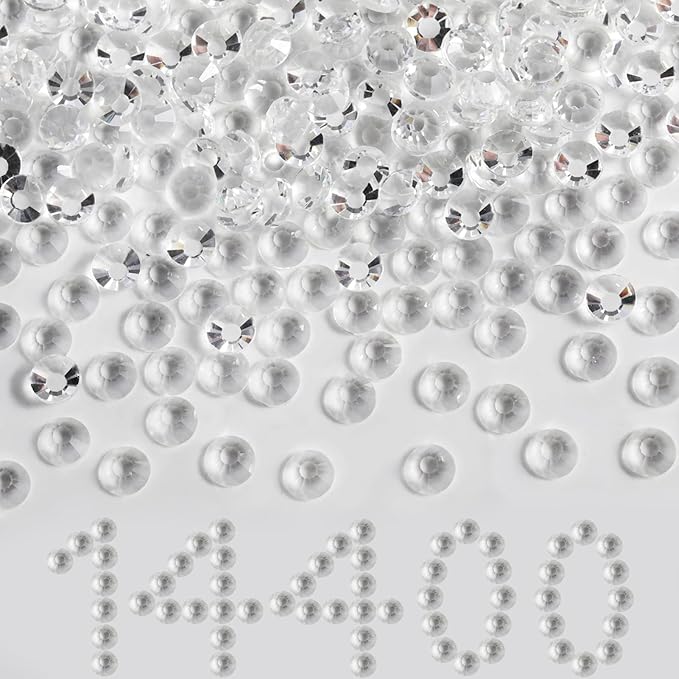 Beadsland Flatback Rhinestones Bulk,14400pcs Crystal Rhinestones for Nails Crafts Clothes DIY Decoration, Transparent, SS10, 2.7-2.9mm