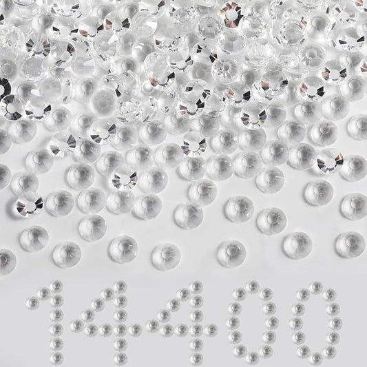 Beadsland Flatback Rhinestones Bulk,14400pcs Crystal Rhinestones for Nails Crafts Clothes DIY Decoration, Transparent, SS10, 2.7-2.9mm