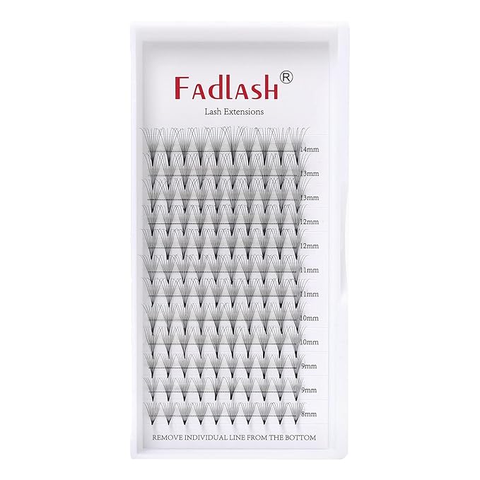 FADLASH Premade Volume Eyelash Extensions 8D 0.07 C Curl, 8-14mm Mix, 120pcs, Black, Synthetic, Lightweight and Flexible