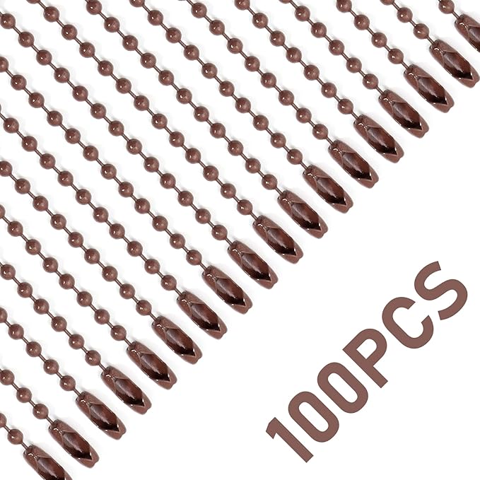 Lemonkey 10Pcs Ball Beads Chains Bulk,Coffee Keychains Rings Metal Chains,4 Inch Dog Tag Metal Small Chains with Connectors for Hanging Decoration