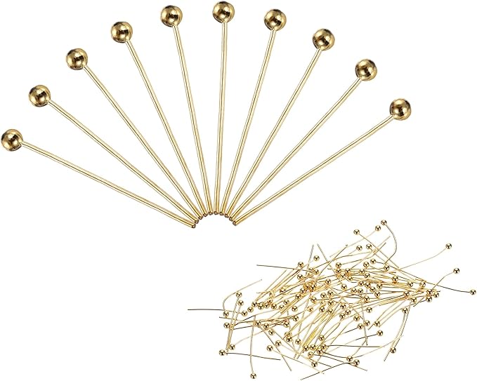PATIKIL 100Pcs Rose Gold Ball Head Pins Jewelry Making 24 Gauge 18mm Wire Head Pins Brass Round Ball Head Pins Metal End Head Pins for DIY Craft Necklaces Bracelets Earrings