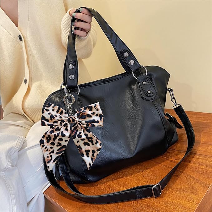 HUIJUFU Bow Keychain Purse Bag Charms for Handbags Backpacks,Leopard Print（Leopard print）