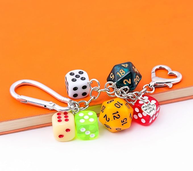 Lucky Dice Cherry Magic 8 Ball Keychain Billiard Ball Star Cherry Bags Charms Cute Y2k Keychain for Women Men