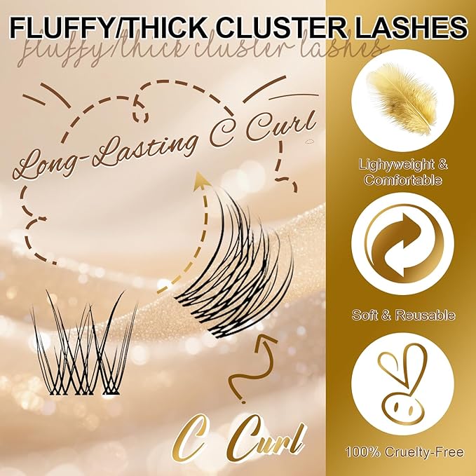 FEEGO Natural Lash Extension Kit 168Pcs Lash Clusters Kit Wispy Eyelash Extensions Individual Lashes Extensions with Bond and Seal Lash Glue and Eyelash Extension Tweezers DIY (9-12 MM)