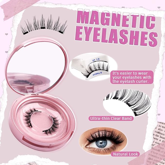FADLASH Magnetic Eyelashes Natural Look Reusable Magnetic Lashes with Applicator No Glue Needed Easy to Wear 1 Pair