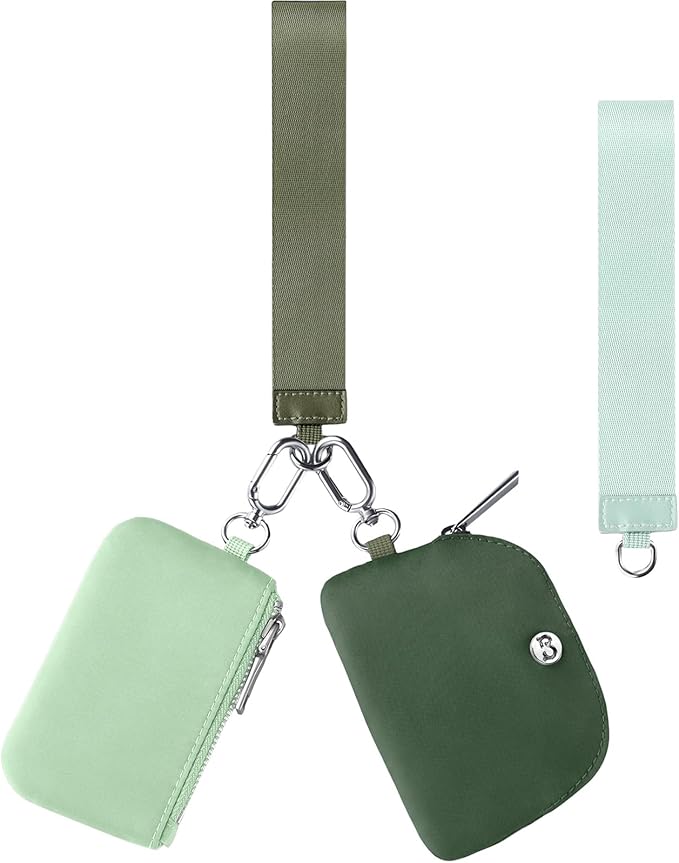 Babysun Mini Zip Around Dual Pouch Wristlet With 2 Straps Wristlet Keychain Wallet for Women Coin Purse Small Cute for Teen Girl