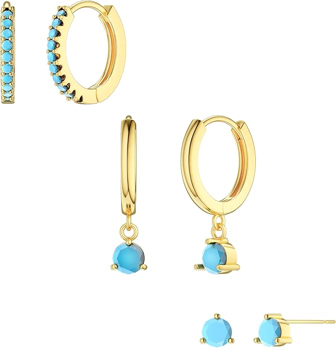 Freekiss 3 Pairs Gold Hoop Earrings Set: Dainty Stud Earrings Trendy Small 14K Gold Plated Hypoallergenic Dangle Cartilage Huggie Hoop Earrings for Women Gold Jewelry for Women Gifts