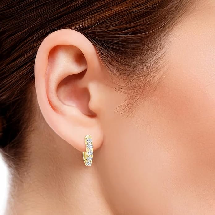 Houston Diamond District 1 to 6 Carat Classic LAB GROWN Diamond Huggie Hoop Earrings for Women Ultra Premium Collection (D-E Color, VS1-VS2 Clarity)