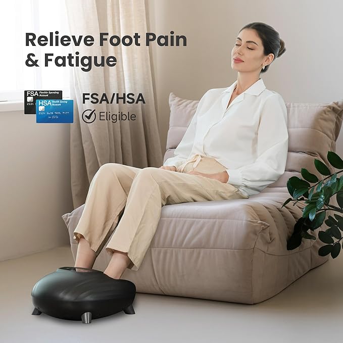 CILI Shiatsu FSA Foot Massager with Heat and Compression, Knead Rolling HSA Feet Massager for Neuropathy, Plantar Fasciitis, Remote Control, Up to Men Size 14", Christmas Gifts for Men Women