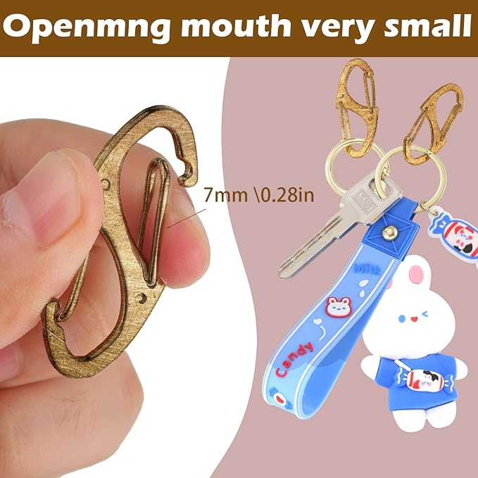 Moxweyeni 20 Pcs Zipper Clip S Carabiner Clips Small Alloy Snap Hook Anti Theft 1. 6 Inch Mini Dual Wire Gate Interlocking Keychain Clip Attachment for Women Men Camping Hiking