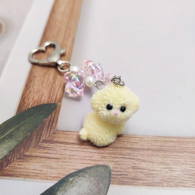 Cute Dog Keychain Fuzzy Dog Puppy Decor Keychain Aesthetic Y2K Bag Charms Stylish Dog Pendant Keychains Accessories
