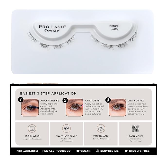 Pro Lash ProWear Professionally Styled Lash Clusters - Easiest to Apply Eyelash Cluster - 10 Day Eyelashes - Waterproof Lashes Clusters - Single Set - Natural No. 00 - Black