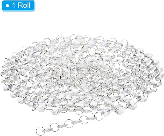 PATIKIL Clear Crystal Garland Strands, 16.4 Ft Acrylic Octagon Chandelier Bead Chains for Craft Wedding Party Home Decorative Jewelry Making Christmas Tree