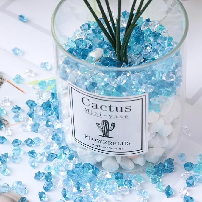 DomeStar 5000PCS Fake Ice Rocks, Mini Fake Clear and Blue Acrylic Crushed Ice Rocks for DIY Craft Wedding Vase Fillers