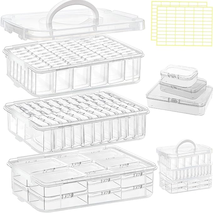 91pcs Bead storage container, 3-Tier bead organizer boxes and craft storage boxes,Bead storage Stackable portable box,DIY Jewelry Craft Nails, Bracelets, Jewelry, Diamonds, Pens, (3 Tier)