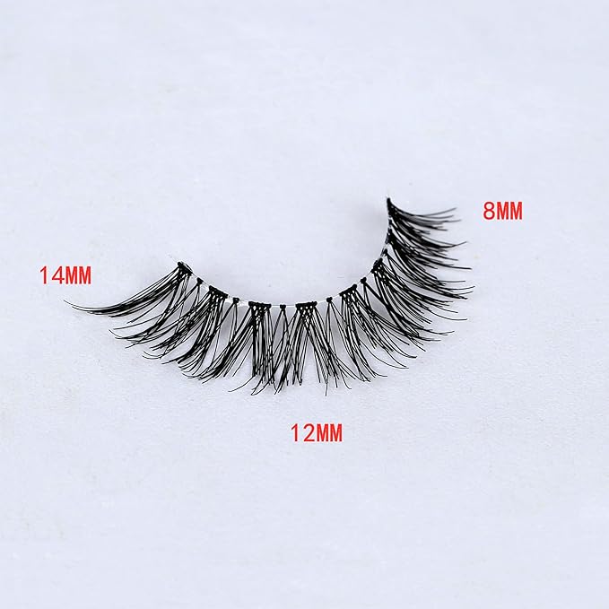Pooplunch False Eyelashes Hand-Knotted Natural Cat Eye Look Wispy Extensions Fake Eyelash Faux Mink Lashes Strips 7 Pairs Pack