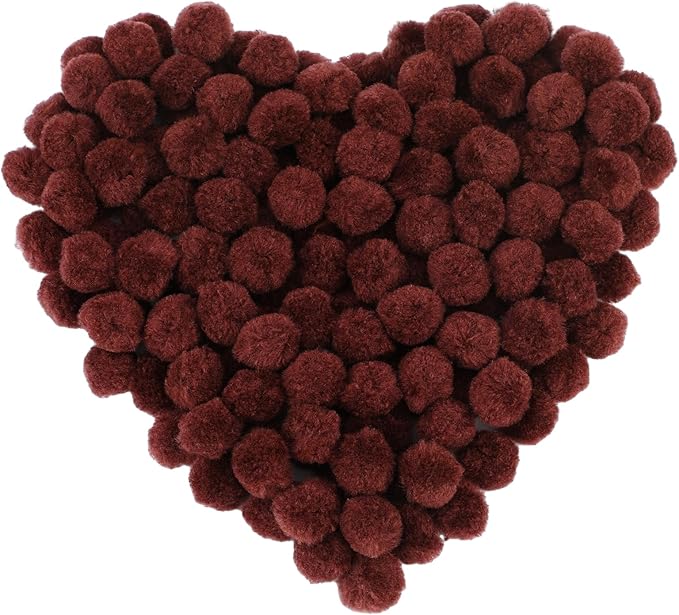 MORFEN 150 Pieces Pom Poms, 1 Inch Dark Brown Craft Pom Poms, Fuzzy Pompom Puff Balls, Small Pom Pom Balls for DIY Arts and Crafts Projects, Home Decorations