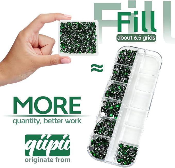 Emerald Green Crystal Resin Rhinestones w B7000 Jewelry Glue for Bedazzling Crafting 3mm 4mm 5mm 6mm Flatback Stones Diamonds Crystals Gems Charms for Nails Face Eyes Makeup Tumblers DIY Crafts