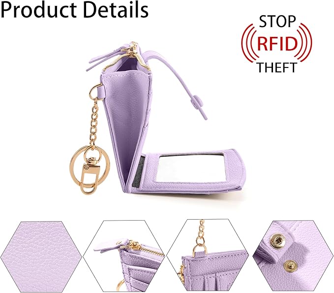 Keychain Wallet Wristlet Small Credit Card Holder Bracelet Key Chain Purse Bangle Tassel Beads Key Rings for Women