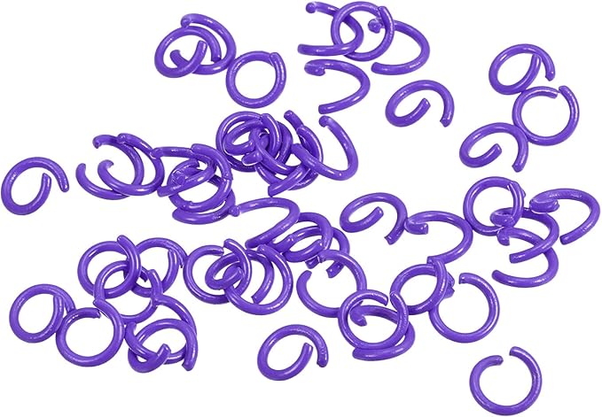 uxcell Open Jump Rings, 8mm Colorful O-Ring Connectors for DIY Crafts Jewelry Making, Carbon Steel, Dark Purple, 200Pcs
