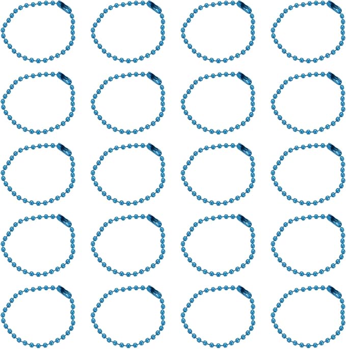 MECCANIXITY 30Pcs 5 Inch Ball Bead Chain, Metal Ball Chain with Connectors for Keychain Hanging Ornament Tag Jewelry Necklace Christmas Decoration,Sky Blue