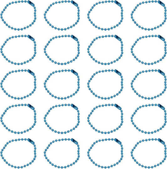MECCANIXITY 30Pcs 5 Inch Ball Bead Chain, Metal Ball Chain with Connectors for Keychain Hanging Ornament Tag Jewelry Necklace Christmas Decoration,Sky Blue