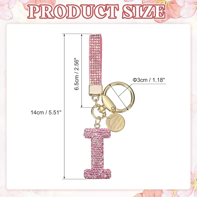 PATIKIL Initial Letter Keychain, Cute Sparkly Rhinestone Key Chain Alphabet Charm for Car Keys Handbags Purse