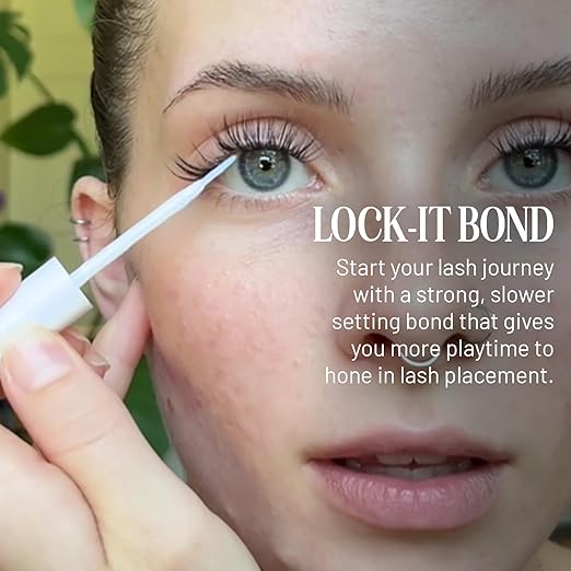 Lilac St - Lock-It-Bond (Clear) - Beginner Lash Cluster Glue - Brush Tip Applicator - Strong Hold & Easy Removal - Waterproof - Sensitive Eyes Safe - Cruelty Free, Vegan, Women Founded - 0.16 fl oz