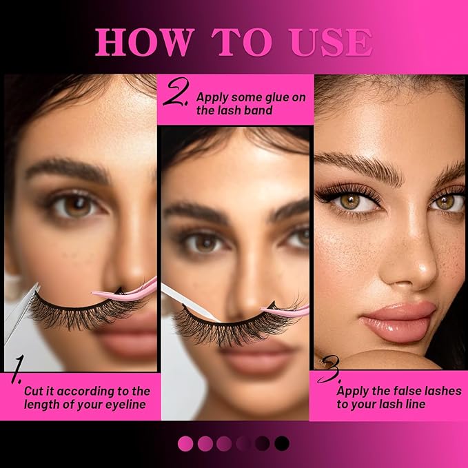 Veleasha Lashes Wispy False Eyelashes Cat Eye 100% Handmade Eyelashes 3D Effect Faux Mink Natural Look Fake Lashes Short Eye Lightweight Lashes with Soft Cotton Band 5 Pairs Pack (Daily)