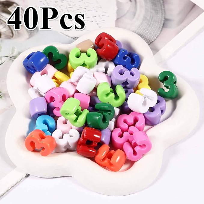 40 PCS Number Beads 3D Focal Bead Acrylic Loose for Jewelry Making Bracelet Necklaces Keychain Phone Bag Chain Key Chains (Mixed Color 3)