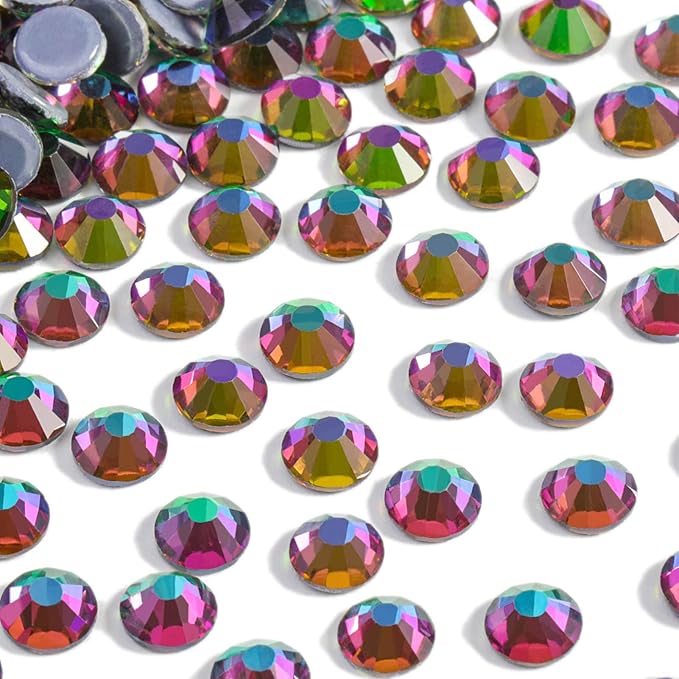 Beadsland Hotfix Rhinestones, 2880pcs Flatback Crystal Rhinestones for Crafts Clothes DIY Decorations, Green Volcano, SS10, 2.7-2.9mm