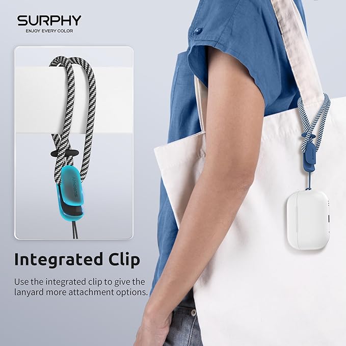 SURPHY 2 Pack Phone Lanyard for Cellphone Case, Phone Wrist Strap for Case, Cellphone Strap with 2-Color Braided, Charm Wrist Lanyard for Women, Cellphone Wrist Lanyard for Women, Black & Blue Jay