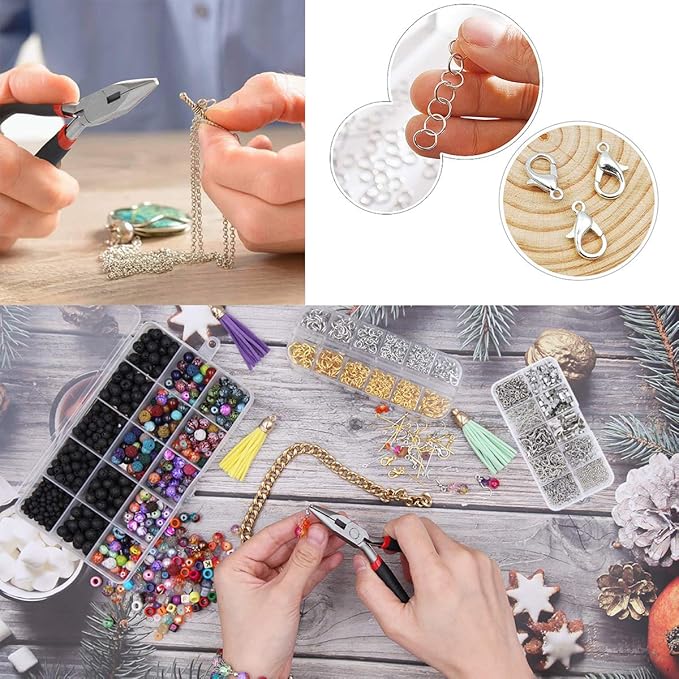 EuTengHao Jewelry Making Kit with Pliers, Wires, Jump Rings, Clasps, Cord and More for Jewelry DIY Crafts - Silver