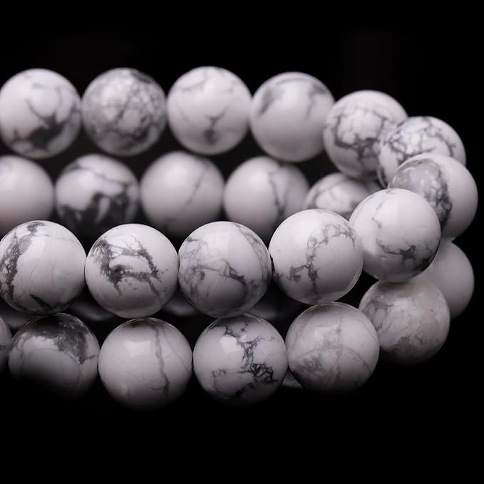 Natural Stone Beads for Jewelry Making,10mm Howlite Polished Smooth Round Gemstone Beads for Bracelet Necklace 15 Inch