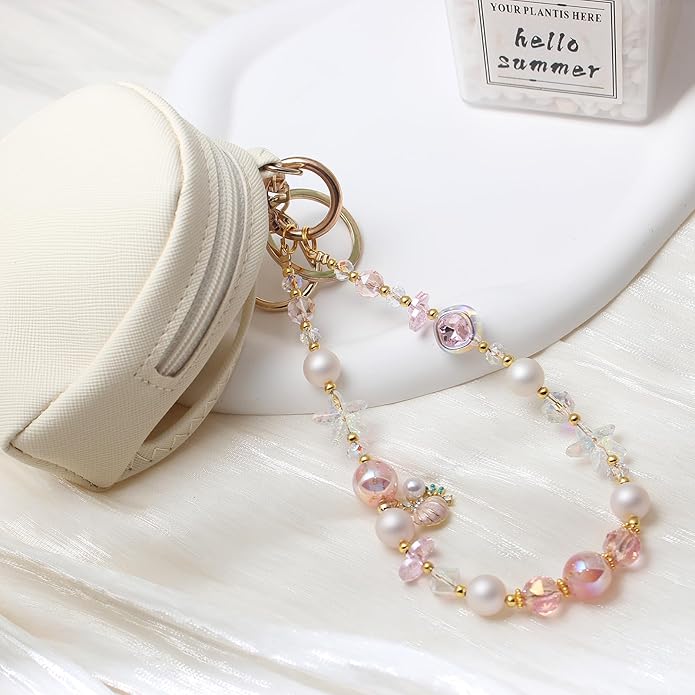 Beaded Phone Wrist Strap,Crystal Keychain Wristlet,Camera Strap Wrist,Cute Phone Chain Wristlet Purse Bag Charms