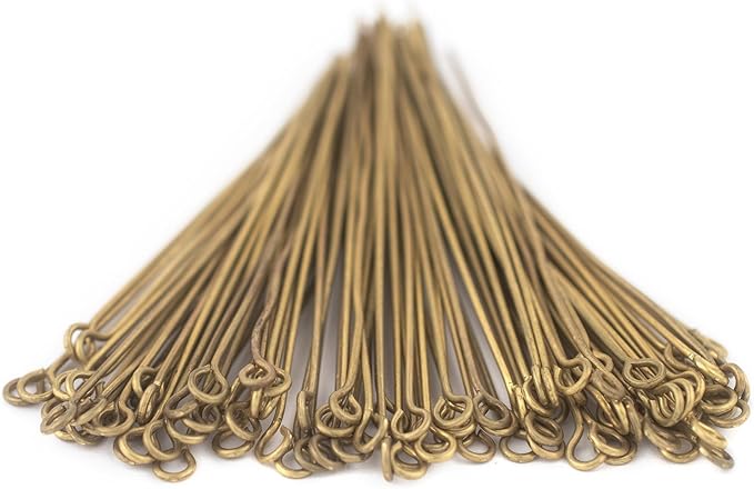 The Bead Chest Brass 21 Gauge 2.5 Inch Eye Pins (Approx 100 Pieces)