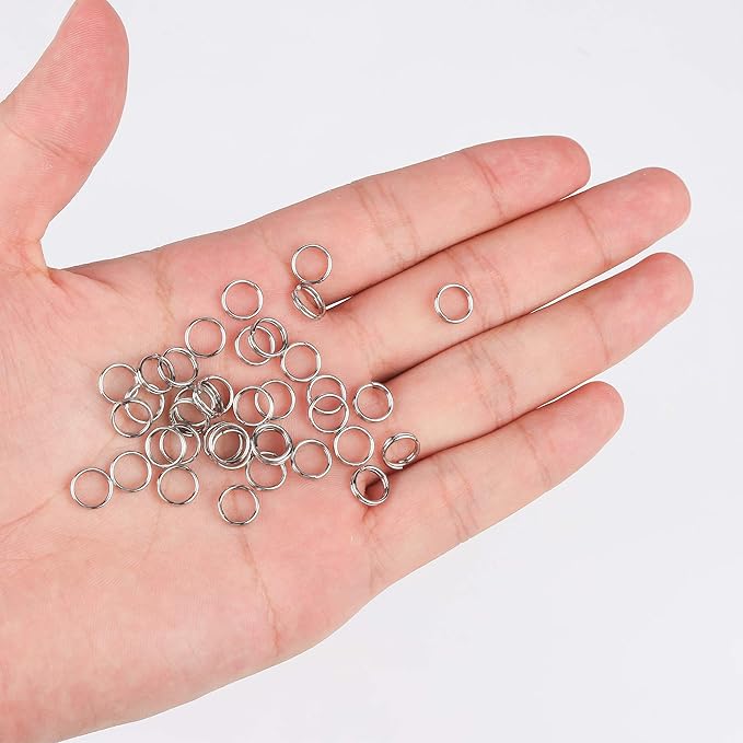 200 Pieces Stainless Steel Split Ring Small Key Chain Ring for Home Car Keys Organization and Ornament Crafts, 2 Sizes(8mm and 10mm Diameter)