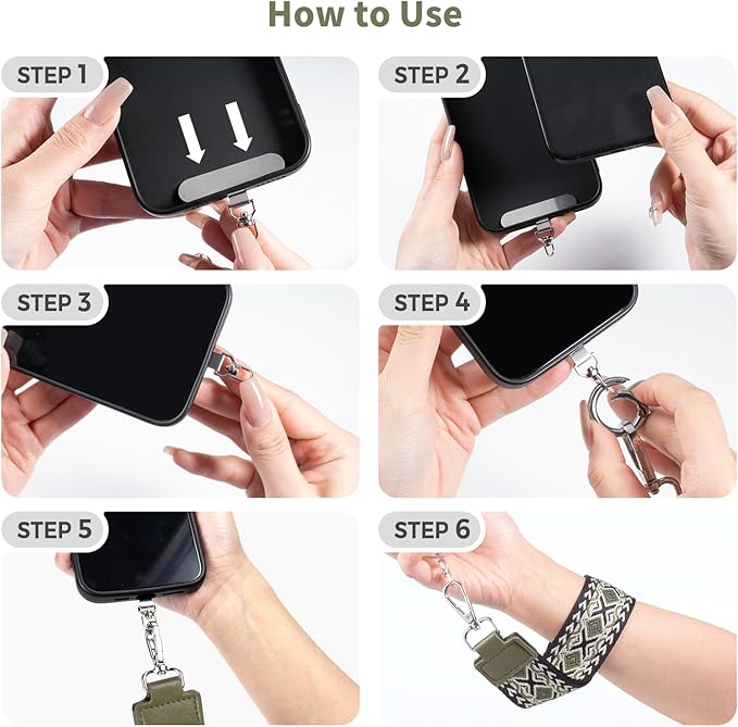 Clip and Go Strap for Phone with Wallet Crossbody Phone Lanyard with Anti-Theft Zipper Pouch Detachable Quilted Wrist Wallet with RFID and ID Window for Daily Travel. Green