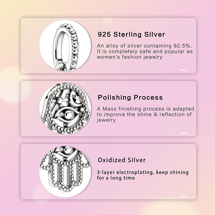 Hamsa Hand Dragon Bible Cross Prayer Charm 925 Sterling Silver Charms Fits Women's Charm Bracelet and Necklace Bead Charms Jewelry Gifts for Sister Friend