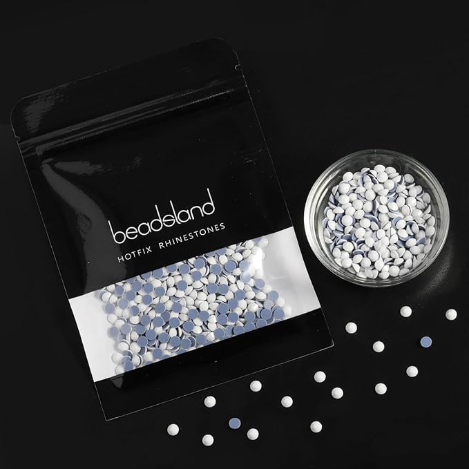 Beadsland Hotfix Rhinestones, 1440pcs Flatback Crystal Rhinestones for Crafts Clothes DIY Decoration, Chalk White, SS20, 4.6-4.8mm