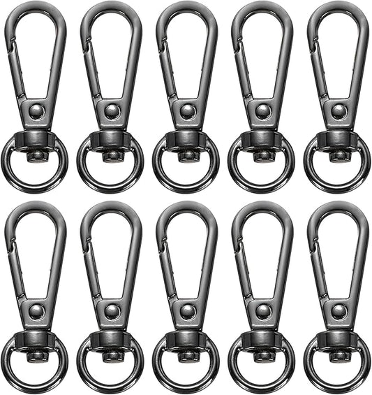 PATIKIL Swivel Lobster Claw Clasps 10pcs Push Gate Snap Hook Metal Trigger Clips Purse Hardware for Keychains Purse Handbag Makings DIY Crafts, Black