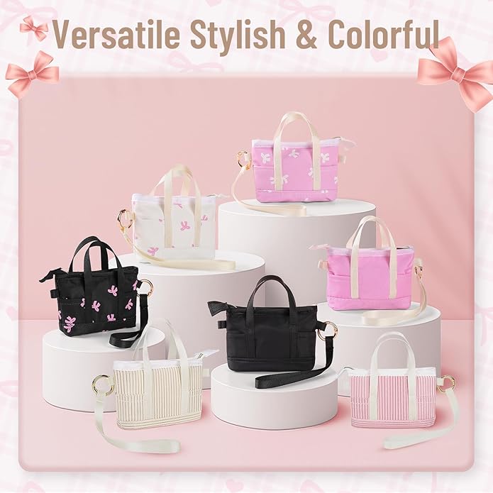 2 Pack Coin Purse Keychain, Mini Tote Bag Keychain with Wristlet, Cute Makeup Pouch Bag Wallets Accessories
