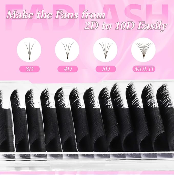 FADLASH Easy Fan Lashes Volume Lash Extensions D Curl Self Fanning Eyelash Extensions 3D~10D Volume Fans 0.05 0.07mm Easy Fan Eyelash Extension 8-20mm (0.05-D, 12mm）