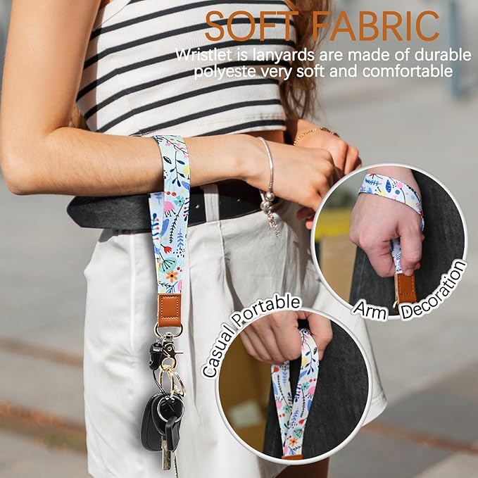 Cool Leopard Wristlet Keychain, Wrist Lanyard Key Chain For Women Men Car Keys Id Holder Card Phone Wallet Camera