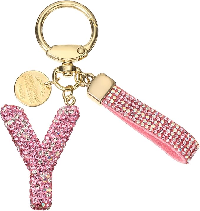 PATIKIL Initial Letter Keychain, Cute Sparkly Rhinestone Key Chain Alphabet Charm for Car Keys Handbags Purse