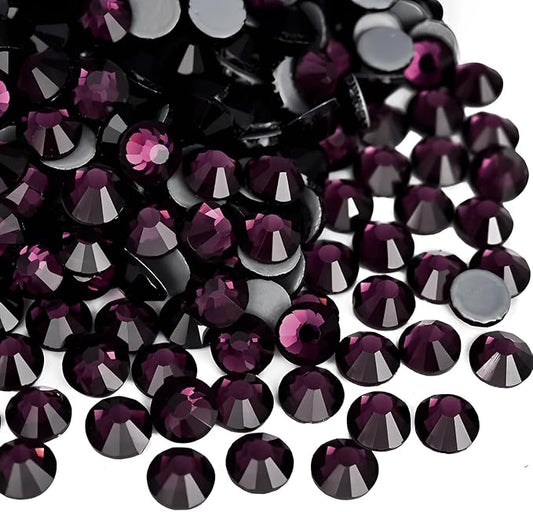 Hot Fix Crystal Flatback Rhinestones Glass Diamantes Gems 8.4mm(40ss 144pcs, Amethyst)